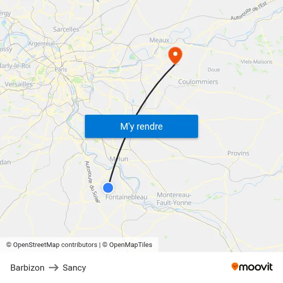 Barbizon to Sancy map