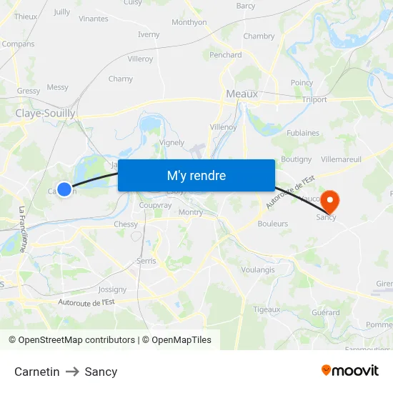 Carnetin to Sancy map