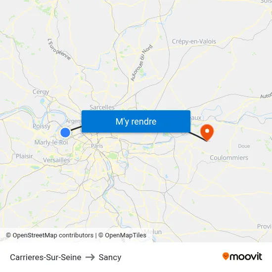 Carrieres-Sur-Seine to Sancy map