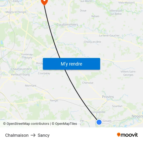 Chalmaison to Sancy map