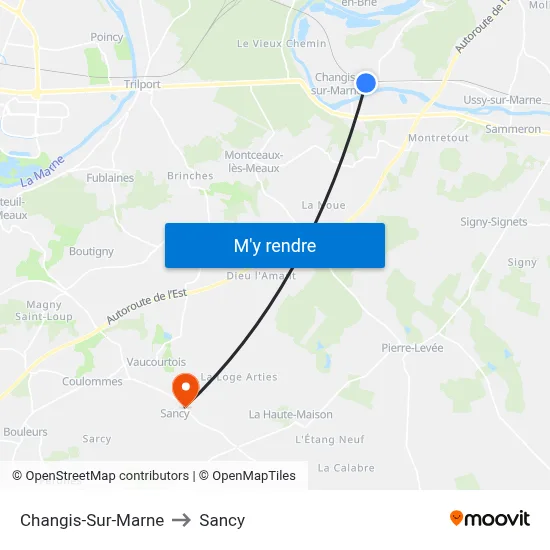Changis-Sur-Marne to Sancy map