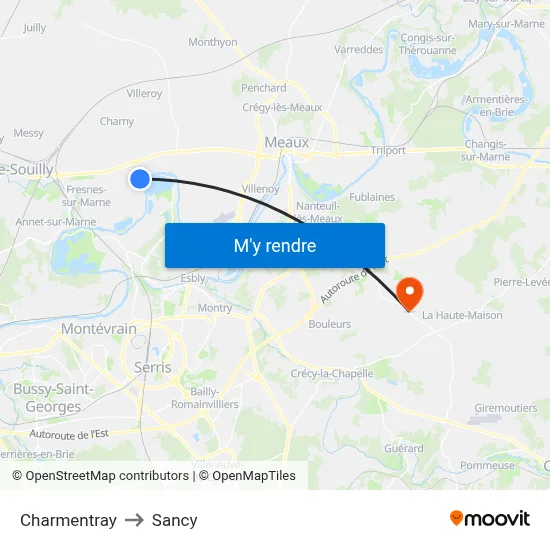 Charmentray to Sancy map
