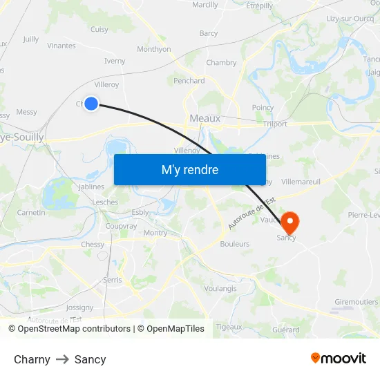 Charny to Sancy map
