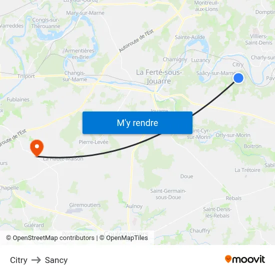 Citry to Sancy map