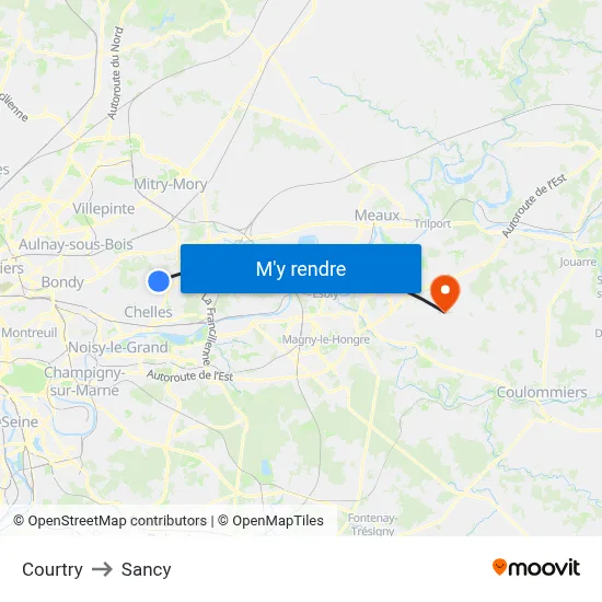 Courtry to Sancy map