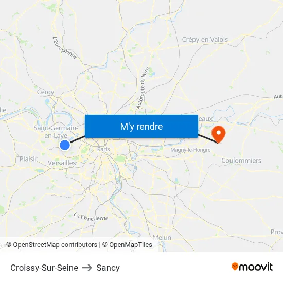 Croissy-Sur-Seine to Sancy map