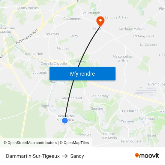 Dammartin-Sur-Tigeaux to Sancy map