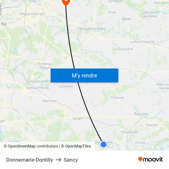 Donnemarie-Dontilly to Sancy map