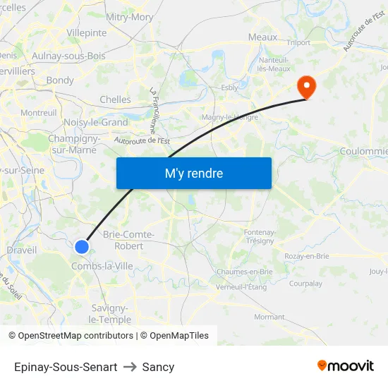 Epinay-Sous-Senart to Sancy map