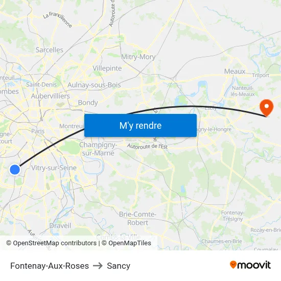 Fontenay-Aux-Roses to Sancy map