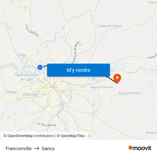 Franconville to Sancy map