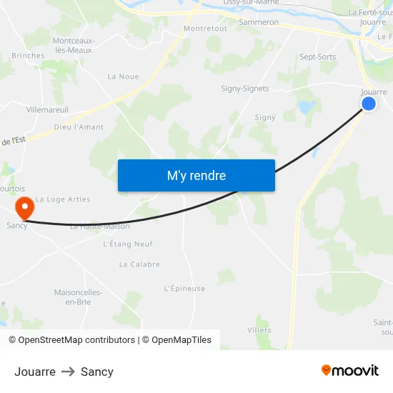 Jouarre to Sancy map