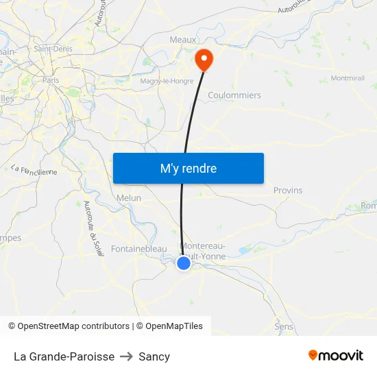 La Grande-Paroisse to Sancy map