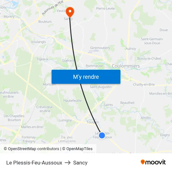Le Plessis-Feu-Aussoux to Sancy map