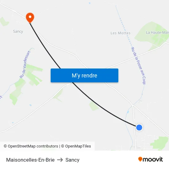 Maisoncelles-En-Brie to Sancy map