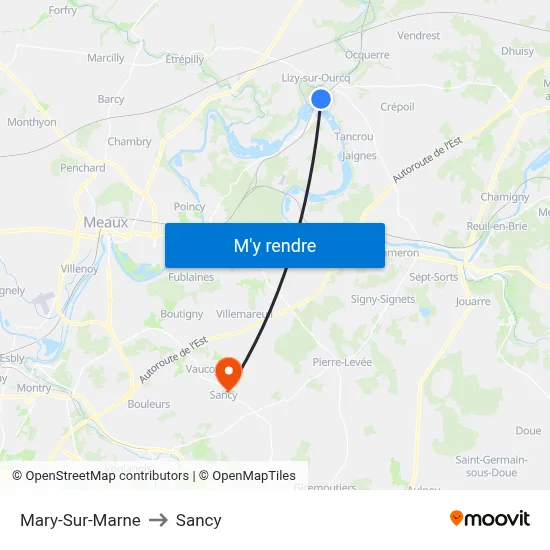 Mary-Sur-Marne to Sancy map
