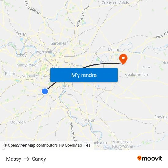 Massy to Sancy map