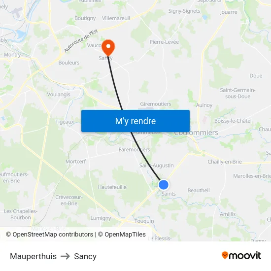Mauperthuis to Sancy map