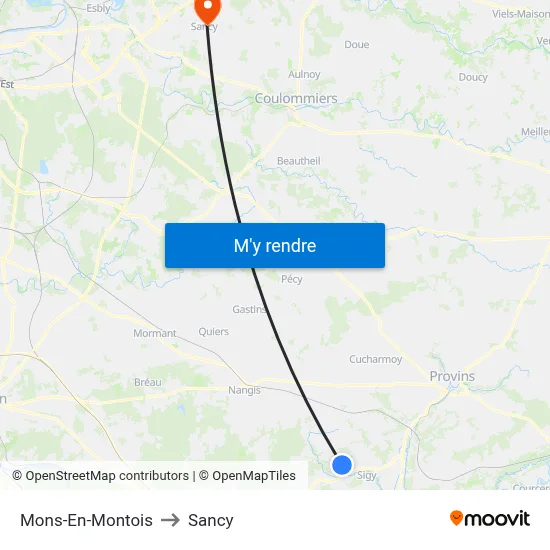 Mons-En-Montois to Sancy map