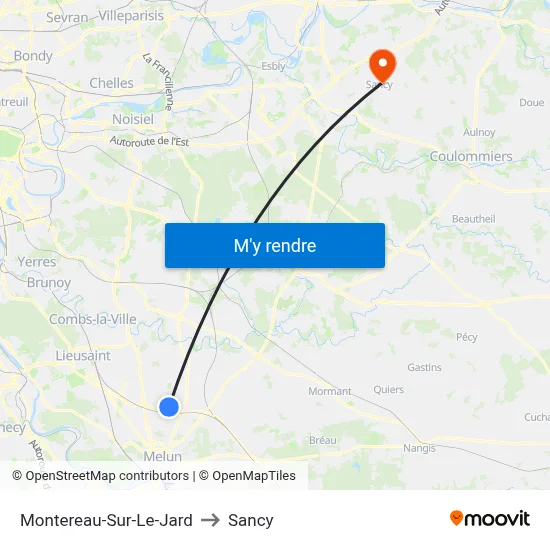 Montereau-Sur-Le-Jard to Sancy map