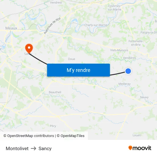 Montolivet to Sancy map