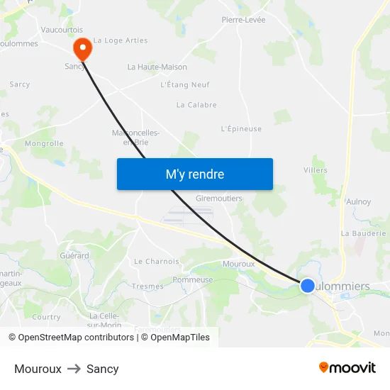 Mouroux to Sancy map