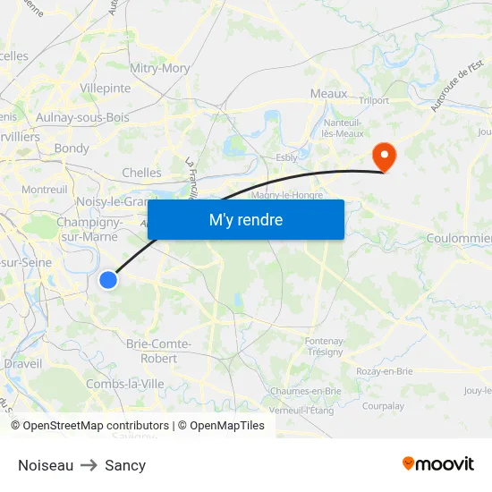 Noiseau to Sancy map