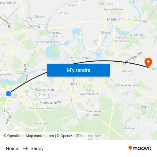 Noisiel to Sancy map