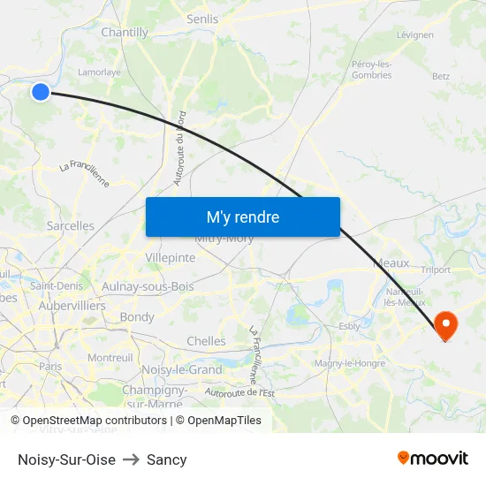 Noisy-Sur-Oise to Sancy map