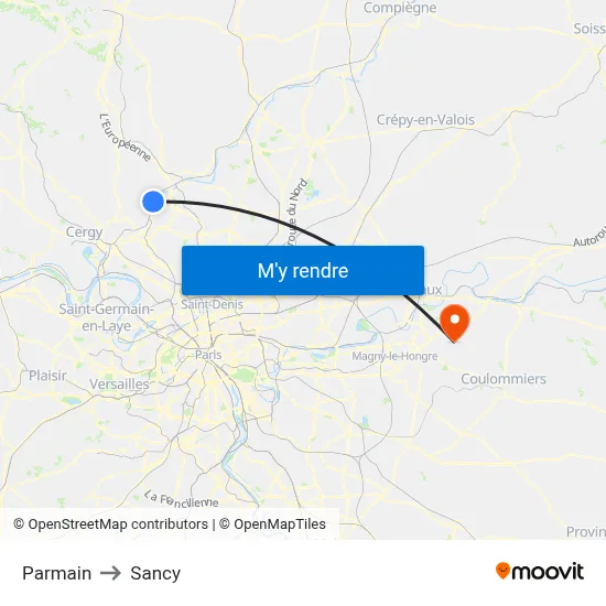 Parmain to Sancy map