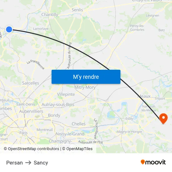 Persan to Sancy map