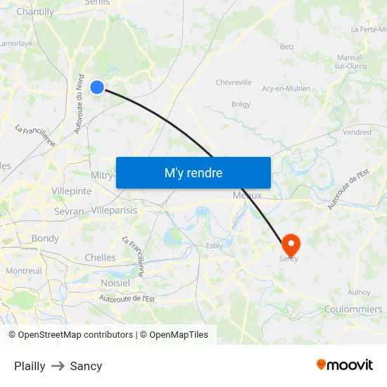 Plailly to Sancy map