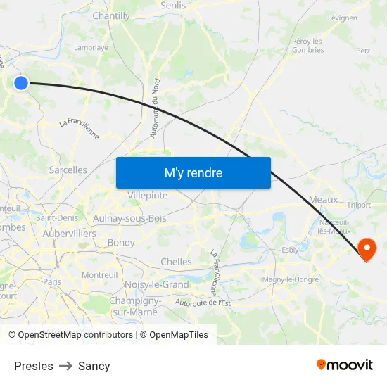 Presles to Sancy map