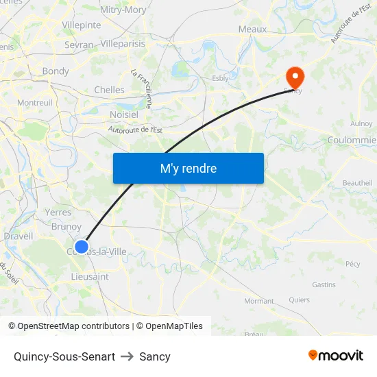 Quincy-Sous-Senart to Sancy map