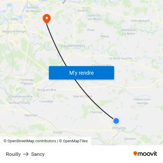 Rouilly to Sancy map