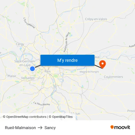 Rueil-Malmaison to Sancy map