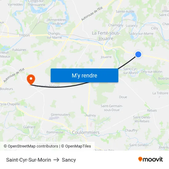 Saint-Cyr-Sur-Morin to Sancy map