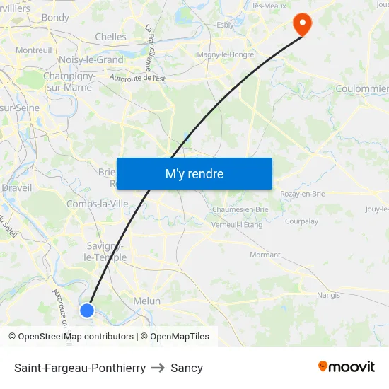 Saint-Fargeau-Ponthierry to Sancy map
