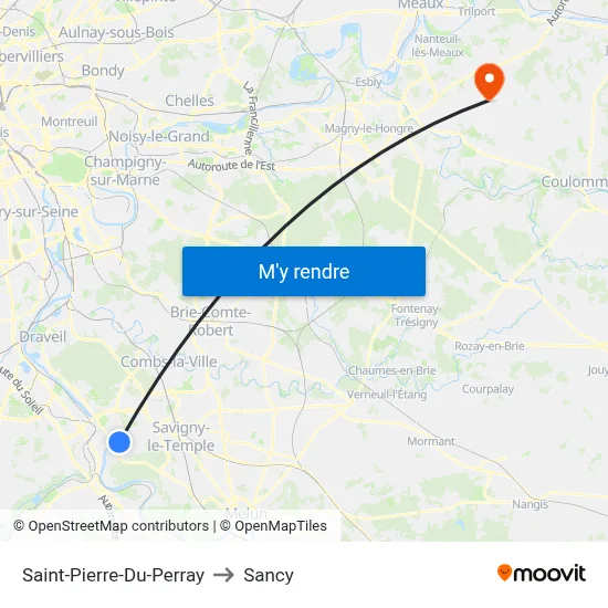 Saint-Pierre-Du-Perray to Sancy map