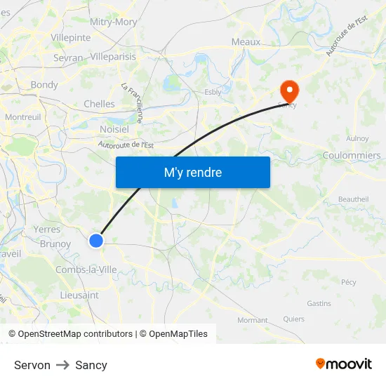 Servon to Sancy map