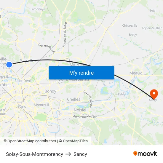 Soisy-Sous-Montmorency to Sancy map