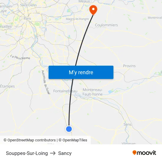 Souppes-Sur-Loing to Sancy map