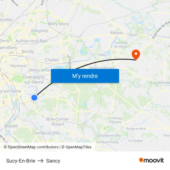 Sucy-En-Brie to Sancy map