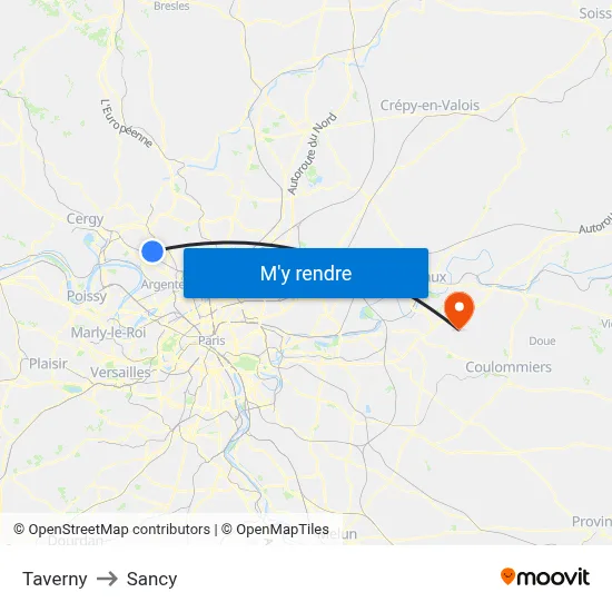 Taverny to Sancy map