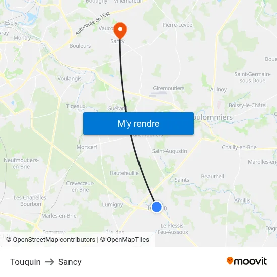 Touquin to Sancy map
