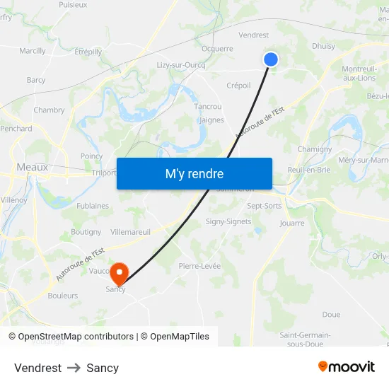 Vendrest to Sancy map