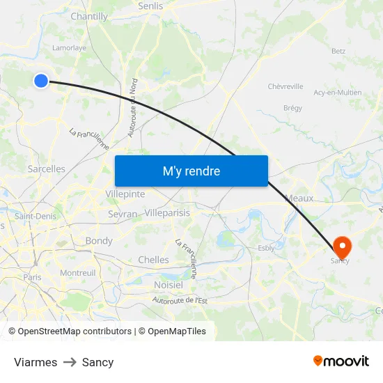 Viarmes to Sancy map