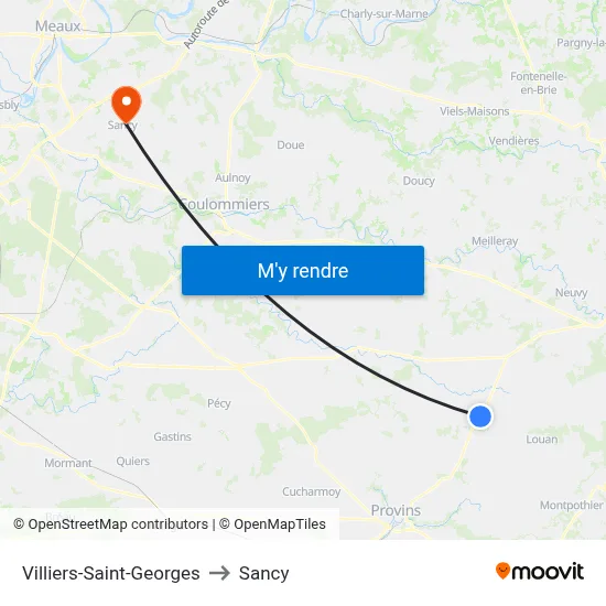 Villiers-Saint-Georges to Sancy map