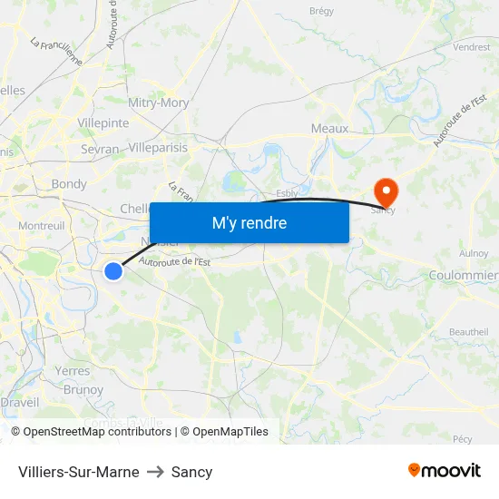 Villiers-Sur-Marne to Sancy map