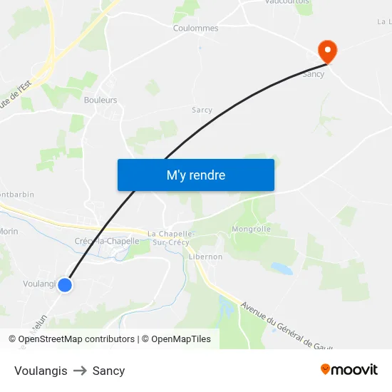 Voulangis to Sancy map